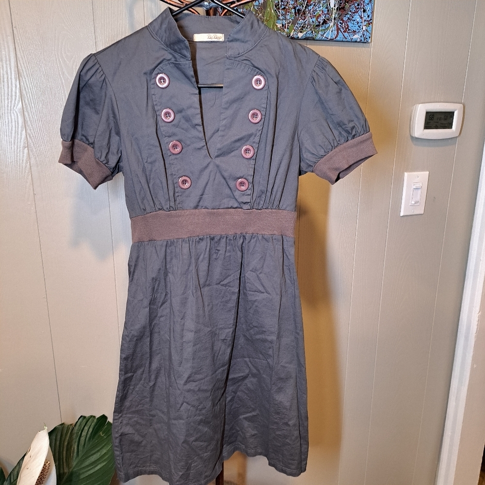 Womens BeBop Short Sleeve Knee Length Dress Grey Medium